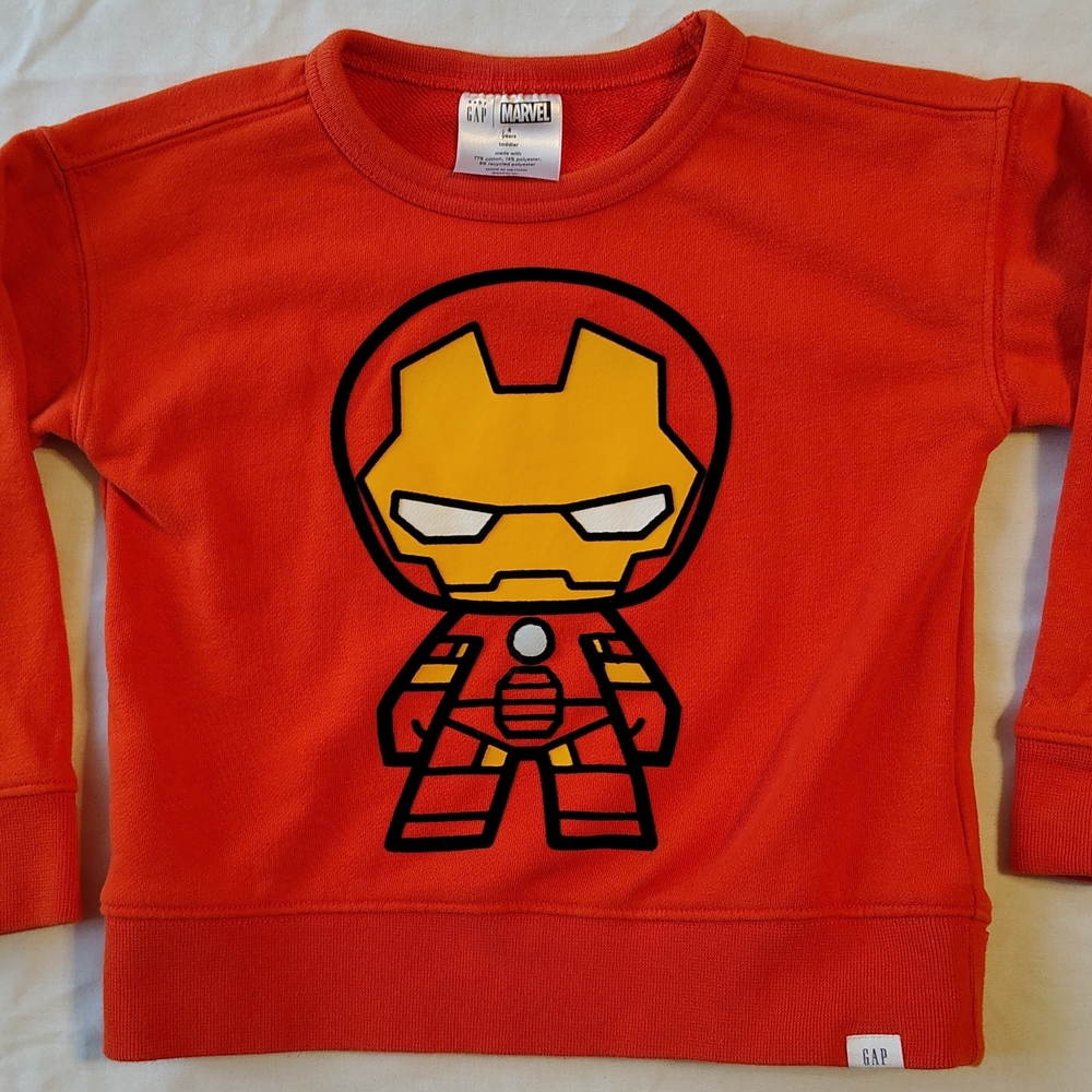 Baby GAP Marvel Iron Man Graphic Orange Sweatshirt Size 4 Toddler